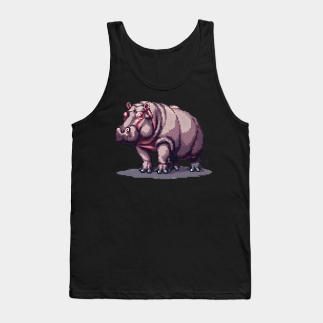 Pixel Hippopotamus Tank Top by Animal Sphere